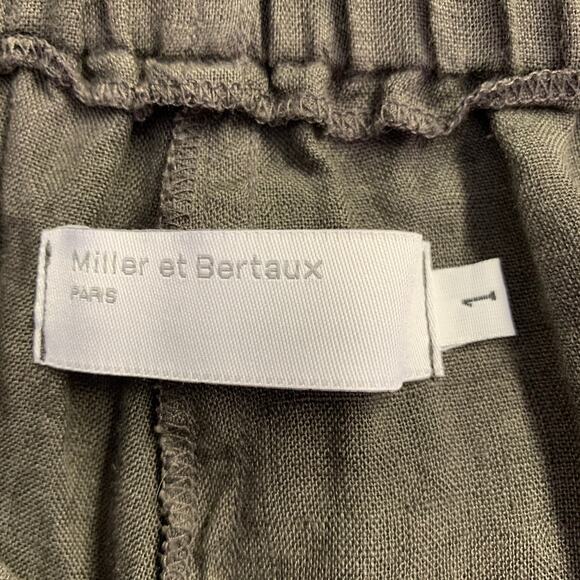 MILLER et BERTAUX Size S Grey Linen Wrinkled Elastic Waistband Casual Pants - Picture 4 of 5